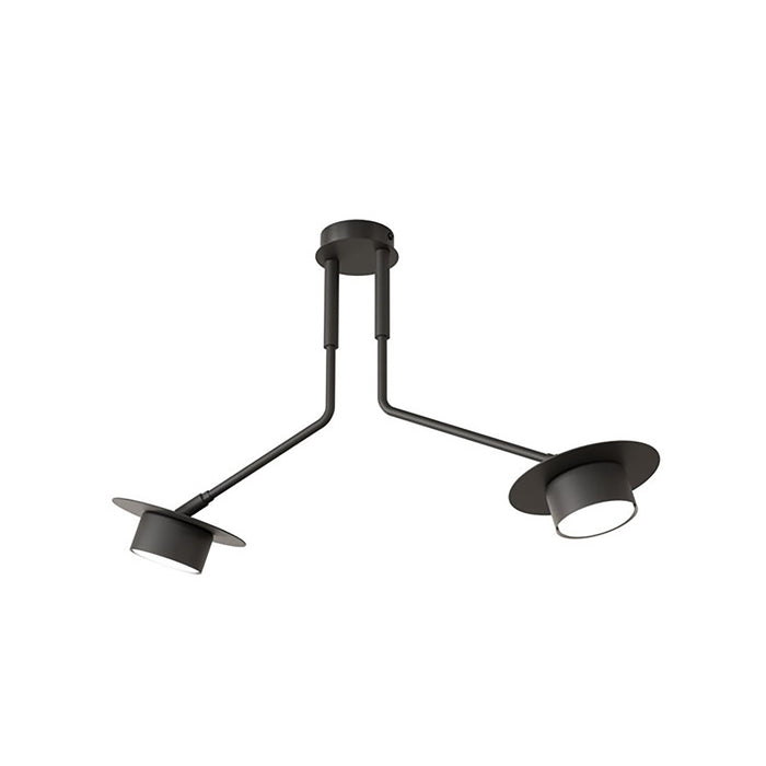 Plafoniera Minimal Cerere Acciaio Nero 2 Luci Gx53 Ip20