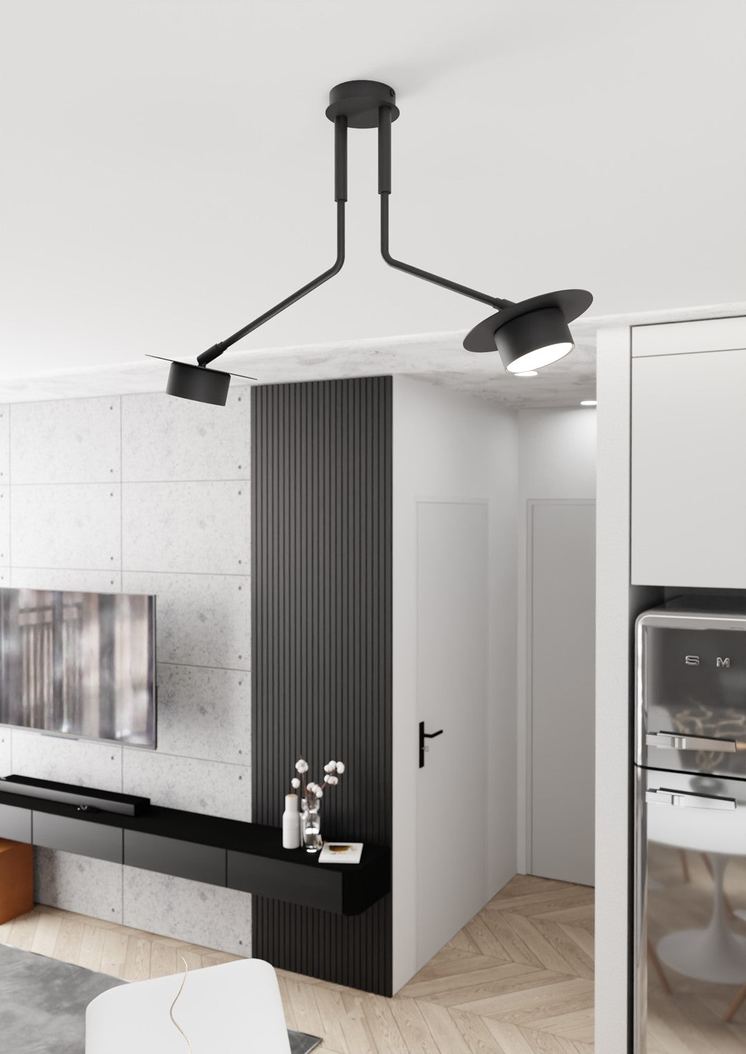 Plafoniera Minimal Cerere Acciaio Nero 2 Luci Gx53 Ip20