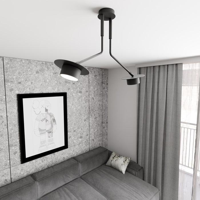 Plafoniera Minimal Cerere Acciaio Nero 2 Luci Gx53 Ip20