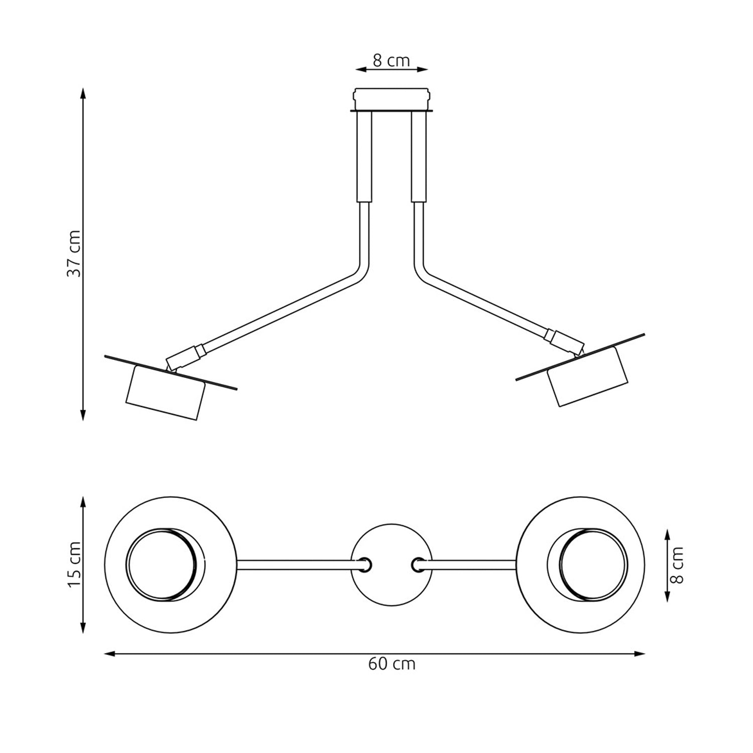 Plafoniera Minimal Cerere Acciaio Nero 2 Luci Gx53 Ip20