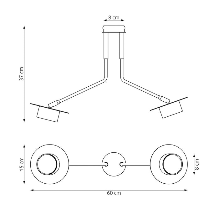 Plafoniera Minimal Cerere Acciaio Nero 2 Luci Gx53 Ip20