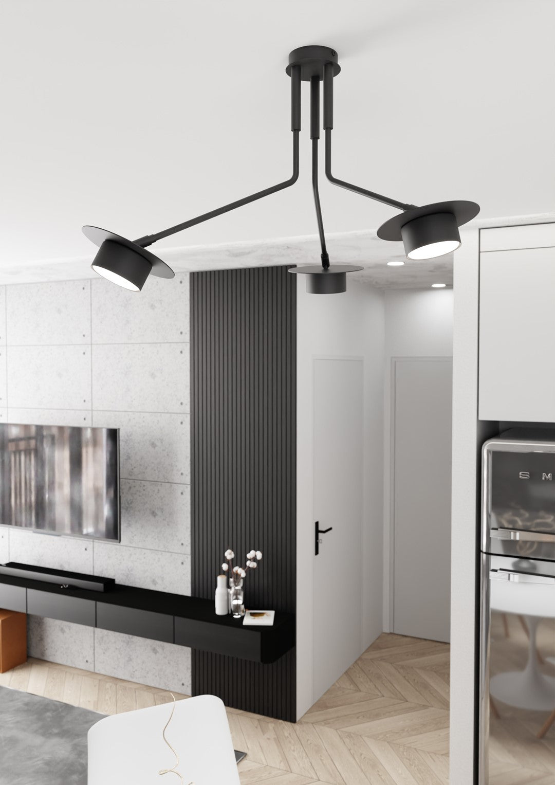 Plafoniera Minimal Cerere Acciaio Nero 3 Luci Gx53 Ip20