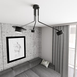 Plafoniera Minimal Cerere Acciaio Nero 3 Luci Gx53 Ip20