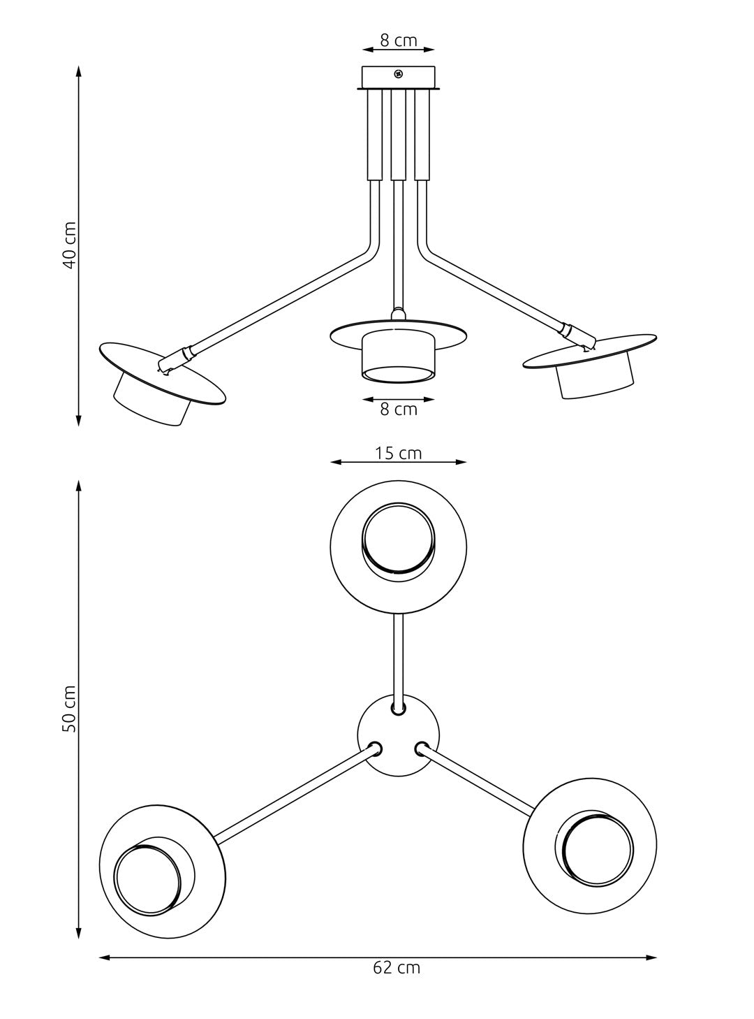 Plafoniera Minimal Cerere Acciaio Nero 3 Luci Gx53 Ip20