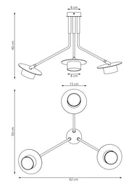 Plafoniera Minimal Cerere Acciaio Nero 3 Luci Gx53 Ip20