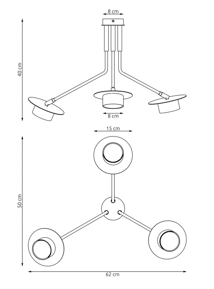 Plafoniera Minimal Cerere Acciaio Nero 3 Luci Gx53 Ip20