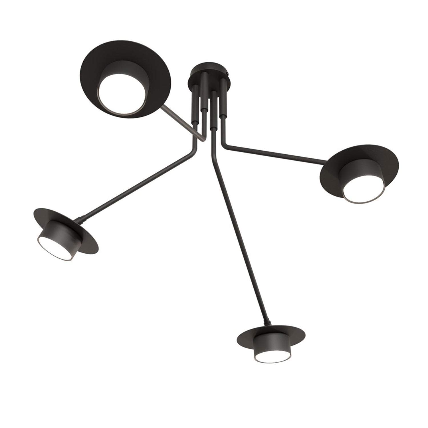 Plafoniera Minimal Cerere Acciaio Nero 4 Luci Gx53 Ip20