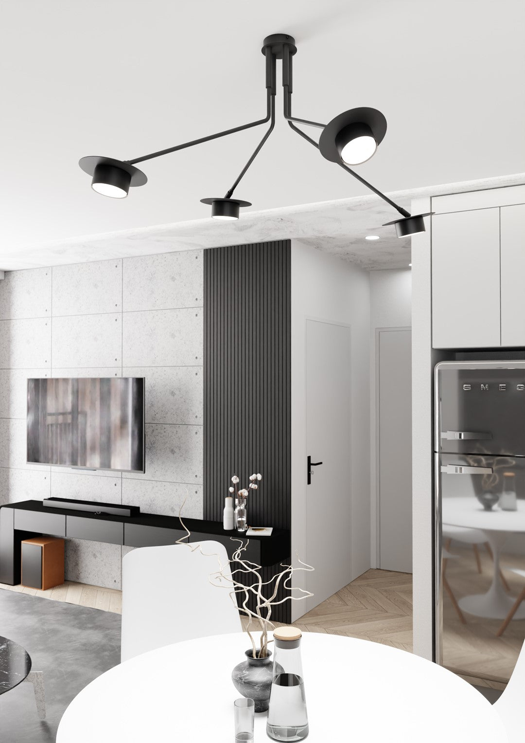 Plafoniera Minimal Cerere Acciaio Nero 4 Luci Gx53 Ip20