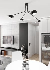 Plafoniera Minimal Cerere Acciaio Nero 4 Luci Gx53 Ip20