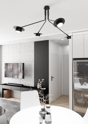 Plafoniera Minimal Cerere Acciaio Nero 4 Luci Gx53 Ip20