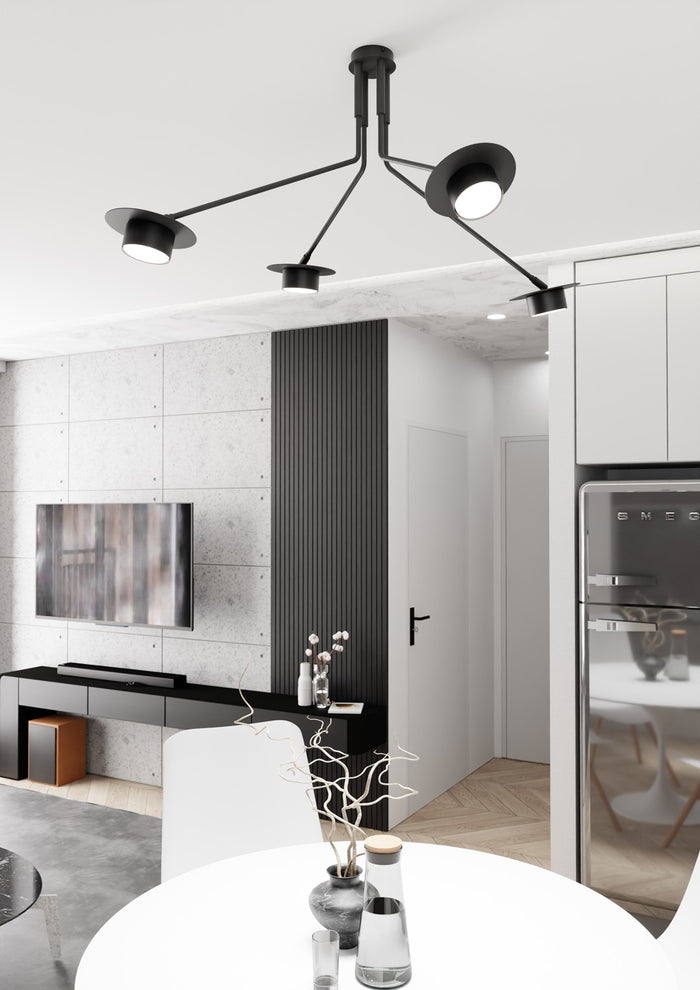 Plafoniera Minimal Cerere Acciaio Nero 4 Luci Gx53 Ip20