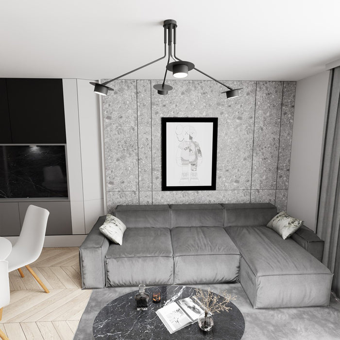 Plafoniera Minimal Cerere Acciaio Nero 4 Luci Gx53 Ip20