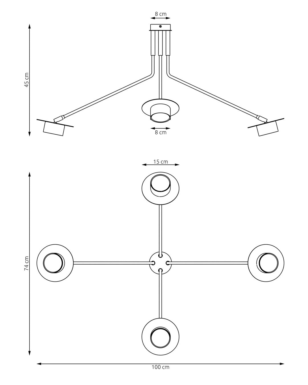 Plafoniera Minimal Cerere Acciaio Nero 4 Luci Gx53 Ip20