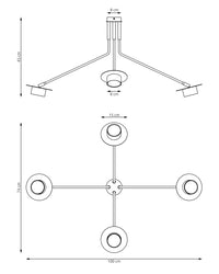 Plafoniera Minimal Cerere Acciaio Nero 4 Luci Gx53 Ip20