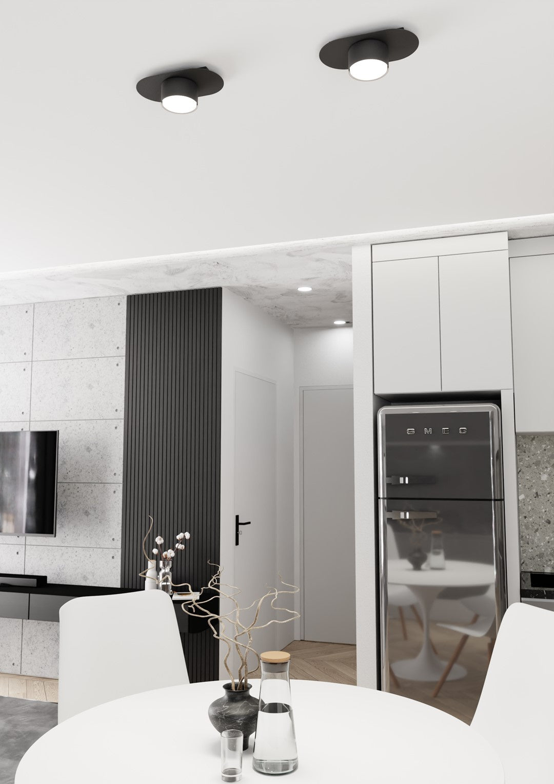 Plafoniera Minimal Marte Acciaio Nero 1 Luce Gx53 Ip20