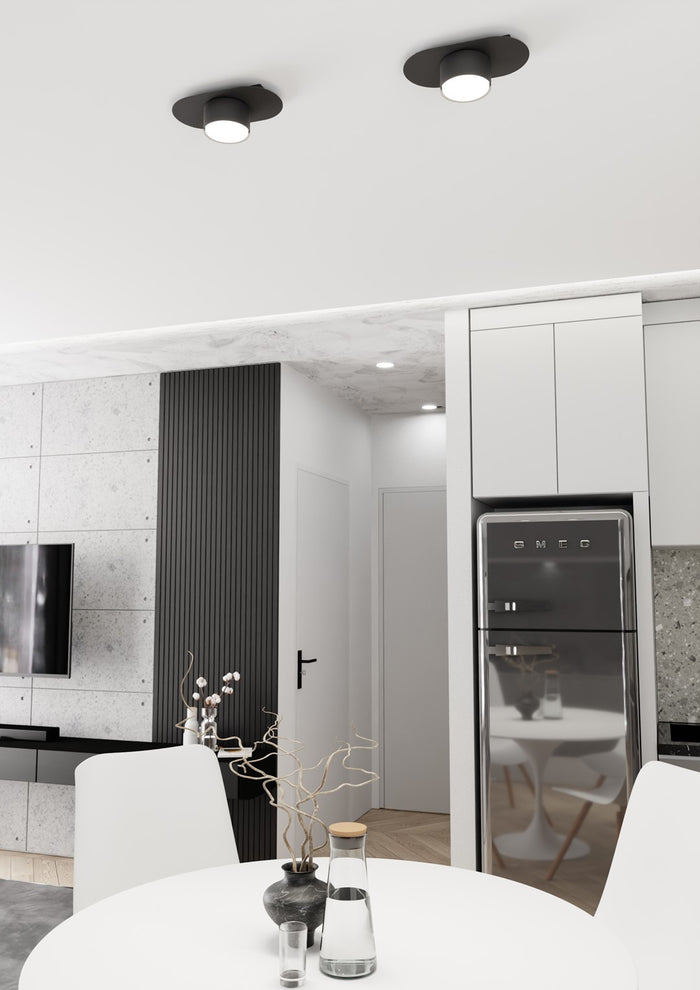 Plafoniera Minimal Marte Acciaio Nero 1 Luce Gx53 Ip20