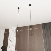 Sospensione Minimal Industrial Minerva 1 Luce Nera