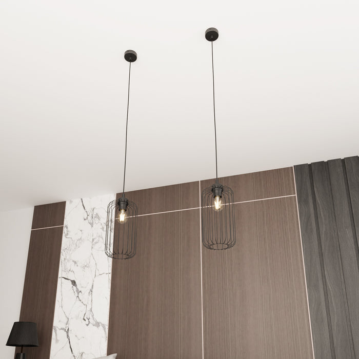 Sospensione Minimal Industrial Minerva 1 Luce Nera