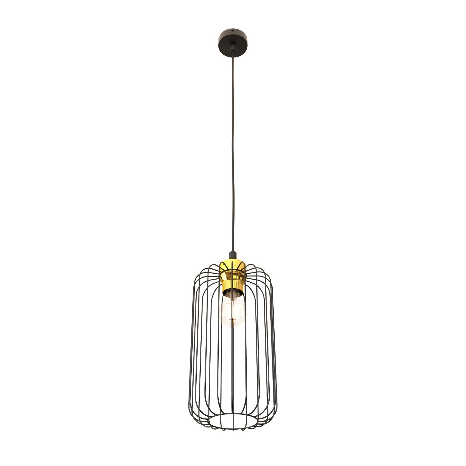 Sospensione Minimal Industrial Minerva 1 Luce Nera E Oro