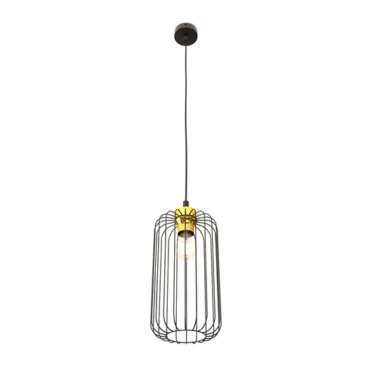 Sospensione Minimal Industrial Minerva 1 Luce Nera E Oro