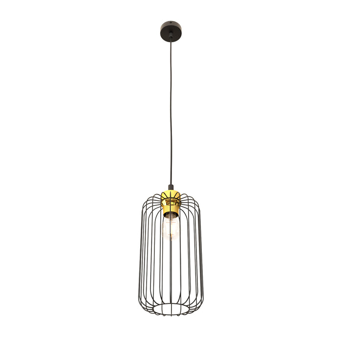 Sospensione Minimal Industrial Minerva 1 Luce Nera E Oro
