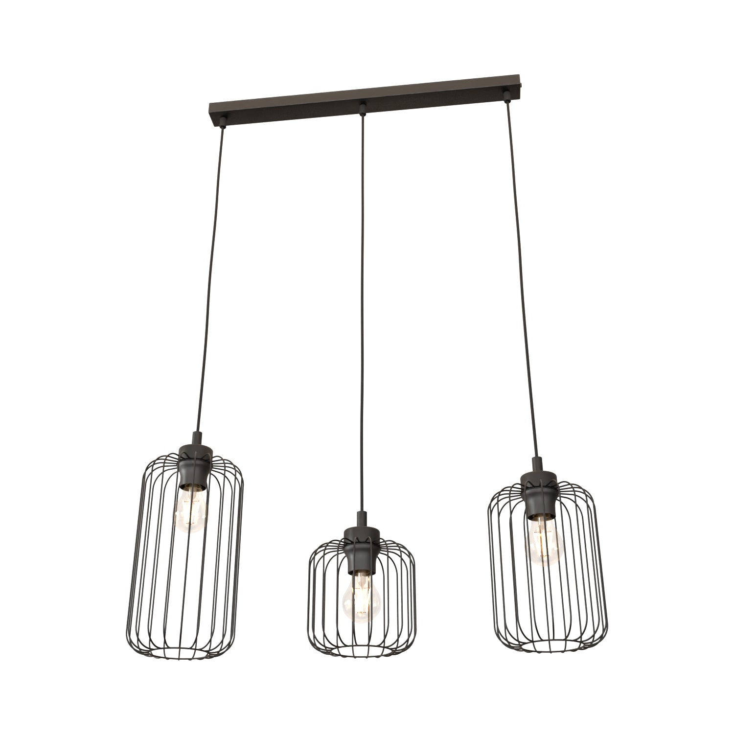 Sospensione Minimal Industrial Minerva 3 Luci Lineari Nera