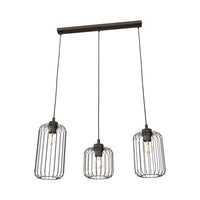 Sospensione Minimal Industrial Minerva 3 Luci Lineari Nera