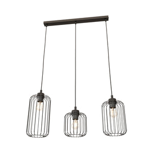 Sospensione Minimal Industrial Minerva 3 Luci Lineari Nera