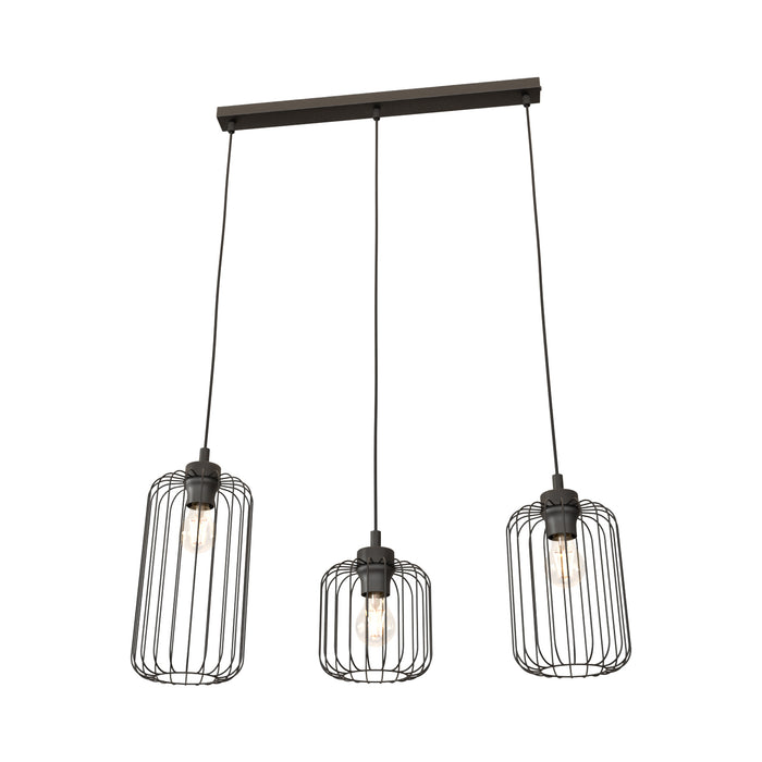 Sospensione Minimal Industrial Minerva 3 Luci Lineari Nera