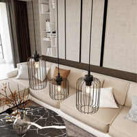 Sospensione Minimal Industrial Minerva 3 Luci Lineari Nera