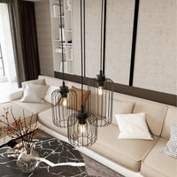 Sospensione Minimal Industrial Minerva 3 Luci Tonda Nera