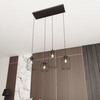 Sospensione Minimal Industrial Minerva 4 Luci Lineari Nera