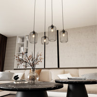 Sospensione Minimal Industrial Minerva 4 Luci Lineari Nera