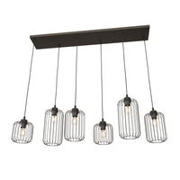 Sospensione Minimal Industrial Minerva 6 Luci Lineari Nera