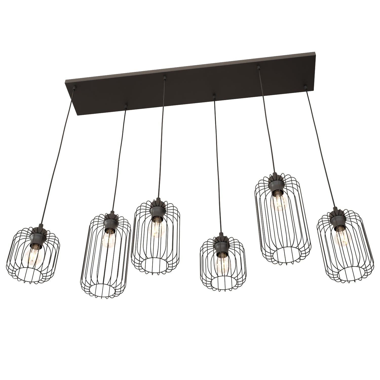 Sospensione Minimal Industrial Minerva 6 Luci Lineari Nera