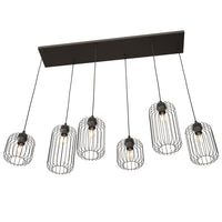 Sospensione Minimal Industrial Minerva 6 Luci Lineari Nera