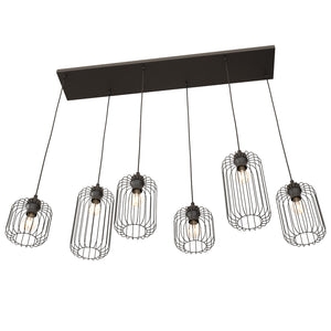 Sospensione Minimal Industrial Minerva 6 Luci Lineari Nera