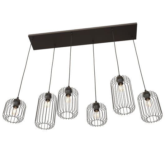 Sospensione Minimal Industrial Minerva 6 Luci Lineari Nera