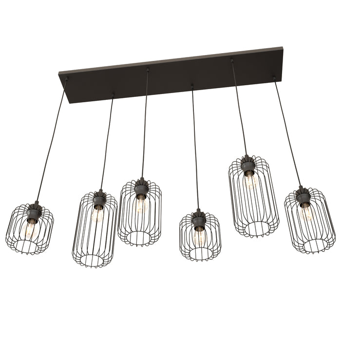 Sospensione Minimal Industrial Minerva 6 Luci Lineari Nera