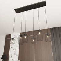 Sospensione Minimal Industrial Minerva 6 Luci Lineari Nera