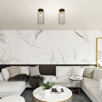 Plafonriera Minimal Industrial Vulcano 1 Luce Nera E Oro