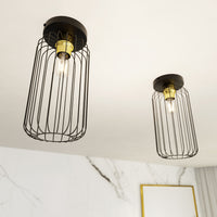 Plafonriera Minimal Industrial Vulcano 1 Luce Nera E Oro