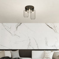 Plafonriera Minimal Industrial Vulcano 3 Luci Tonda Nera