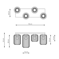 Plafonriera Minimal Industrial Vulcano 4 Luci Lineari Nera E Oro