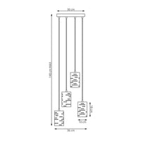 Sospensione 4 Luci Venere Con Base Tonda In Acciaio Nero E Cilindri