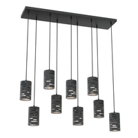 Lampadario Moderno Venere Acciaio Nero 9 Luci E27 Ip20