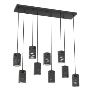 Lampadario Moderno Venere Acciaio Nero 9 Luci E27 Ip20