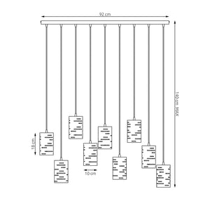 Lampadario Moderno Venere Acciaio Nero 9 Luci E27 Ip20