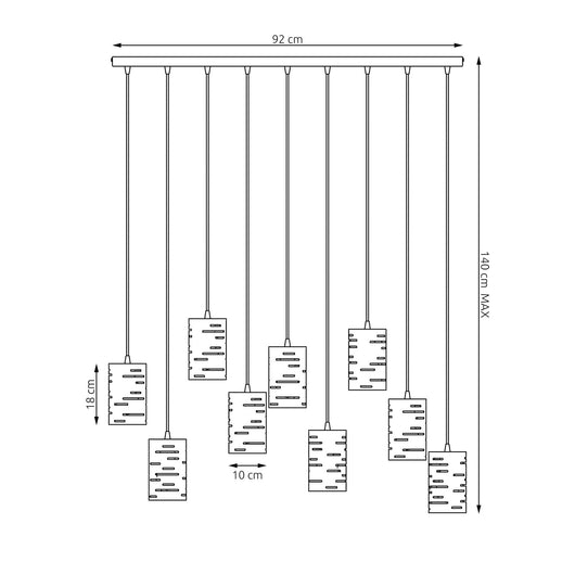 Lampadario Moderno Venere Acciaio Nero 9 Luci E27 Ip20