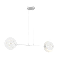 Lampadario 2 Luci Mercurio In Acciaio Bianco A Bracci E Diffusori A Cerchio